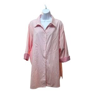 ONLY NECESSITIES Ladies Plus Size 26W Pink & White Checked Button-Up Curvy Style